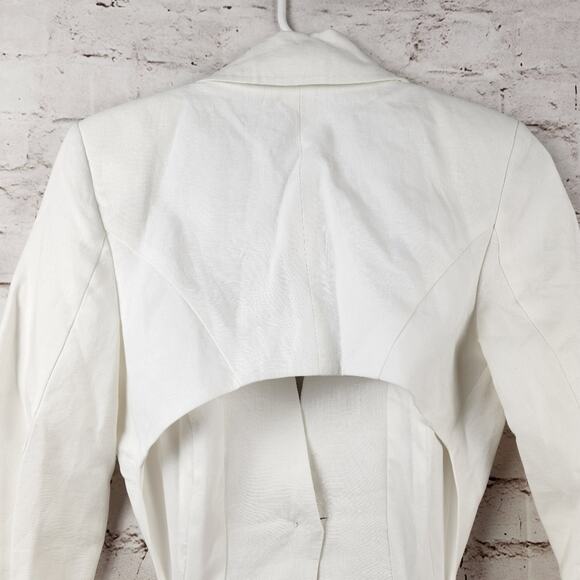 Selmacilek Waist Low-Cut Linen Jacket White Medium NWT Cut Out Open Back - Picture 8 of 11